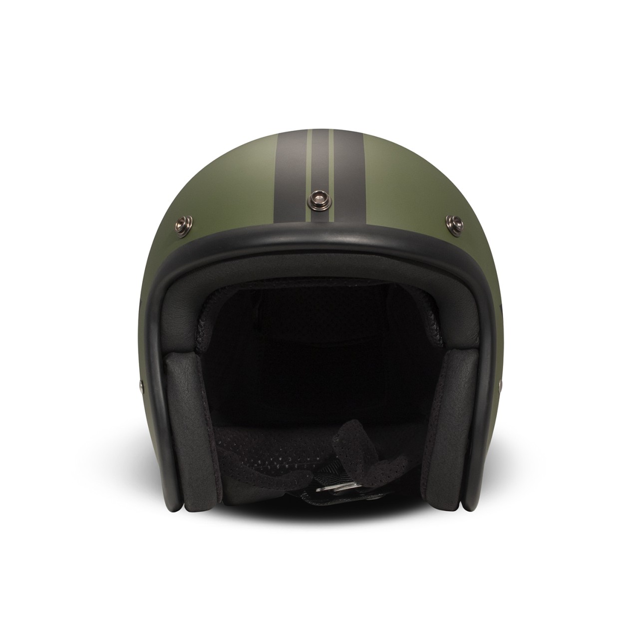 Casco jet DMD Retro, verde, opaco, Star Green, in fibra di vetro, ECE 22.06