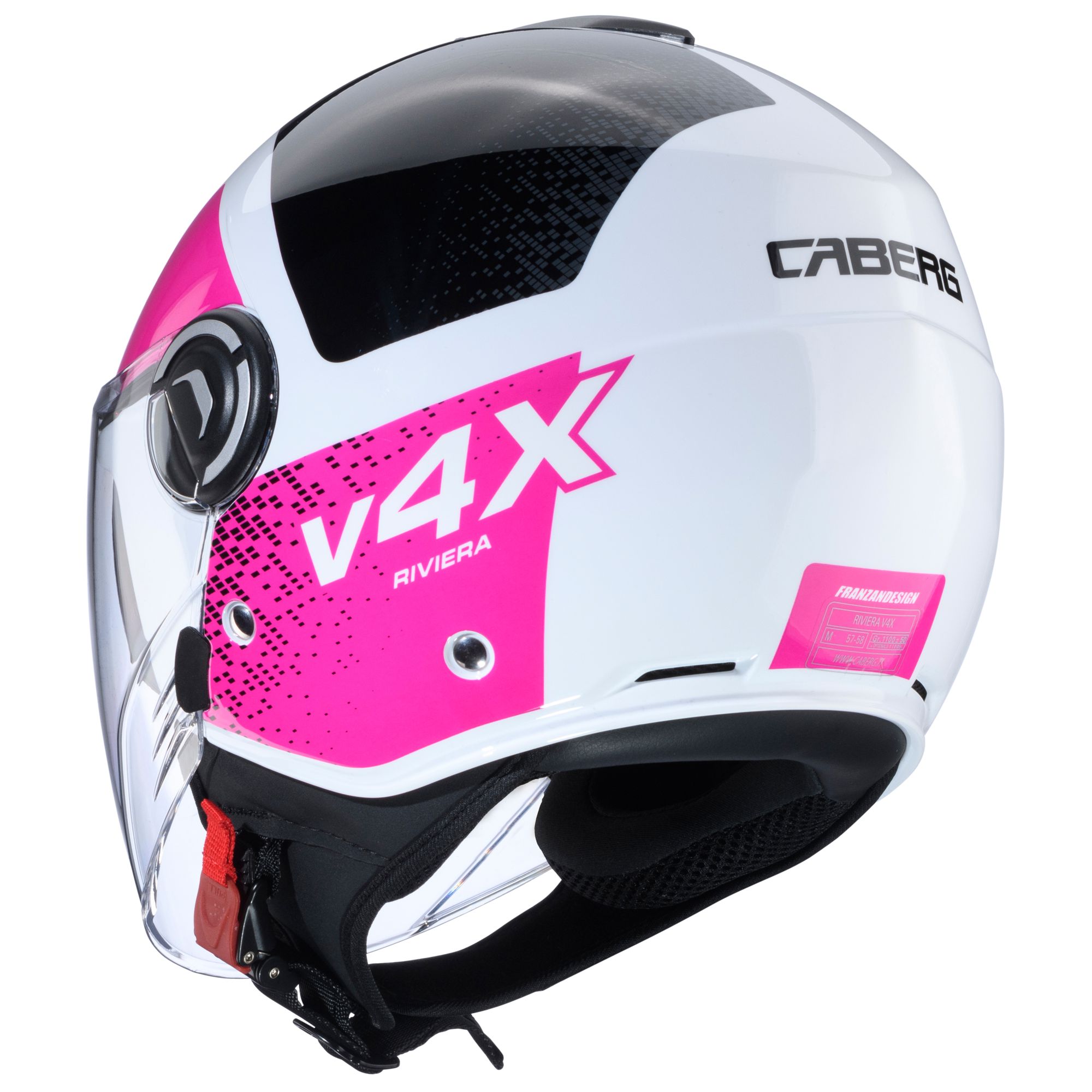 Casco Caberg Riviera V4 X Alpha bianco/nero-fucsia