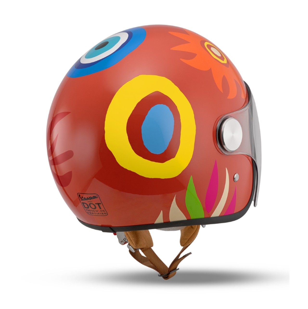 Casco jet Vespa Assouline 80th rosso lucido