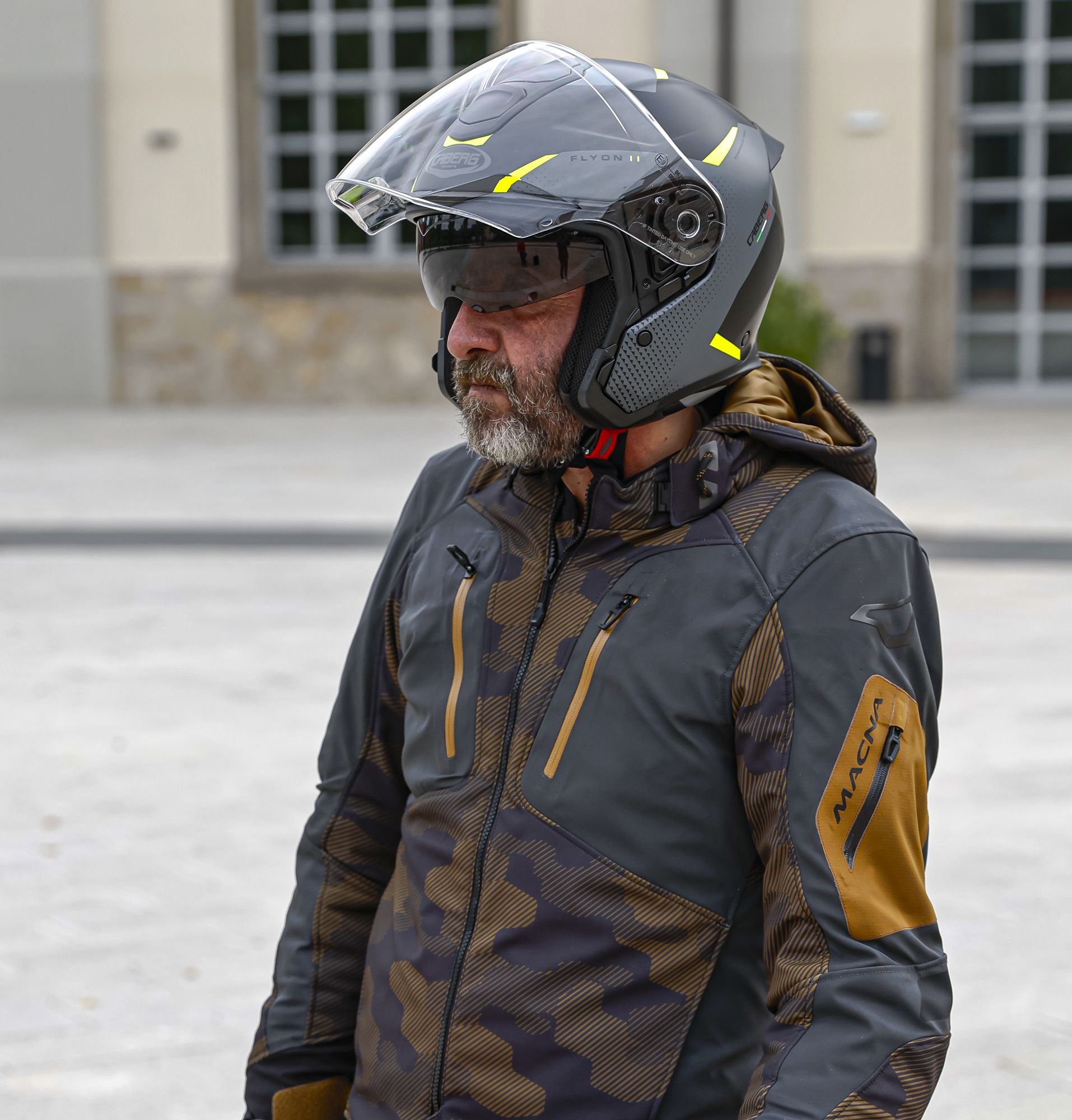 Caberg casco Flyon II Boss nero opaco/grigio-fluo-giallo