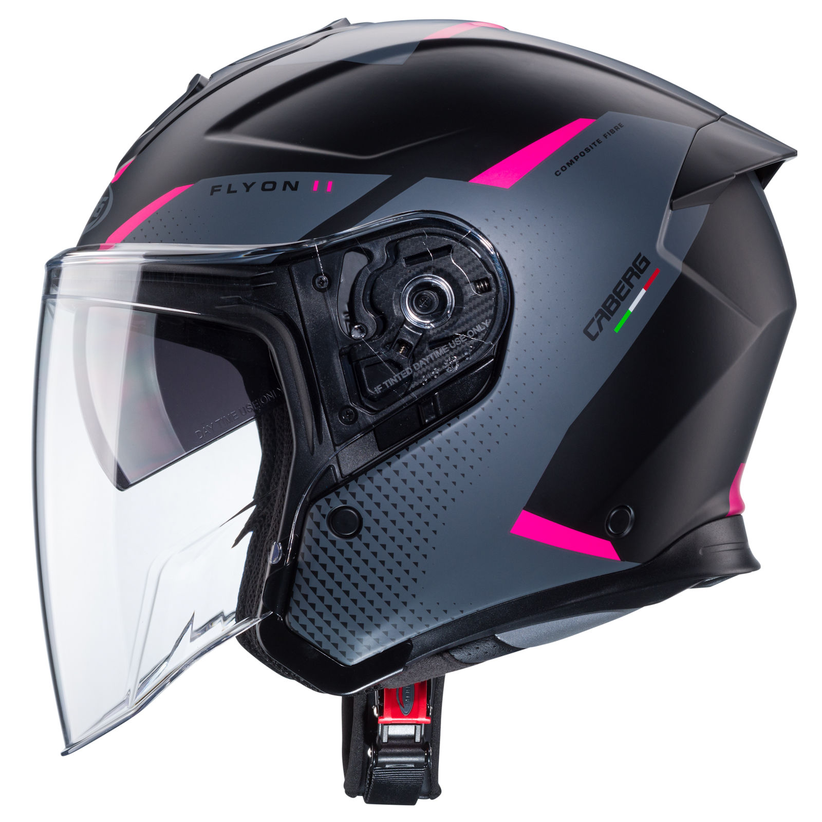 Caberg casco Flyon II Boss nero opaco/grigio fucsia