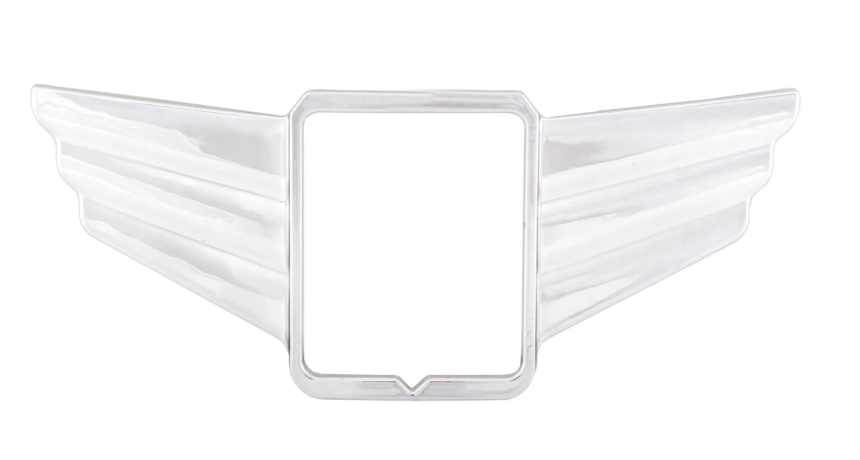 Aletta di rifinitura a cascata per emblema PIAGGIO quadrato, Mark II, per Vespa, plastica, cromo