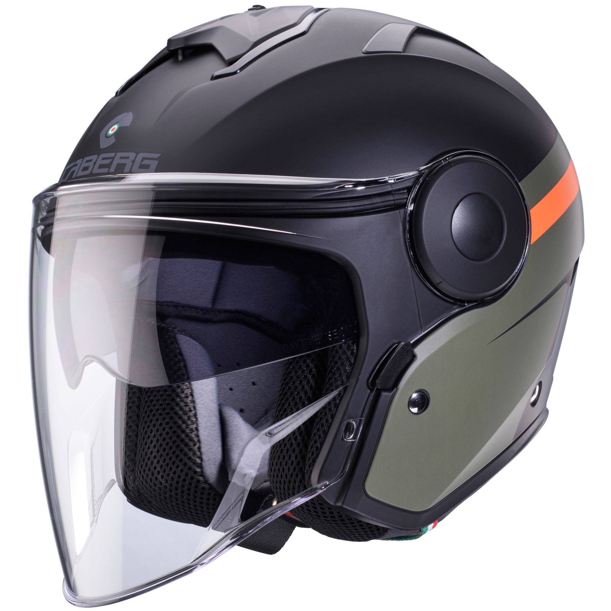 Caberg casco Soho Zephyr nero opaco/verde arancione