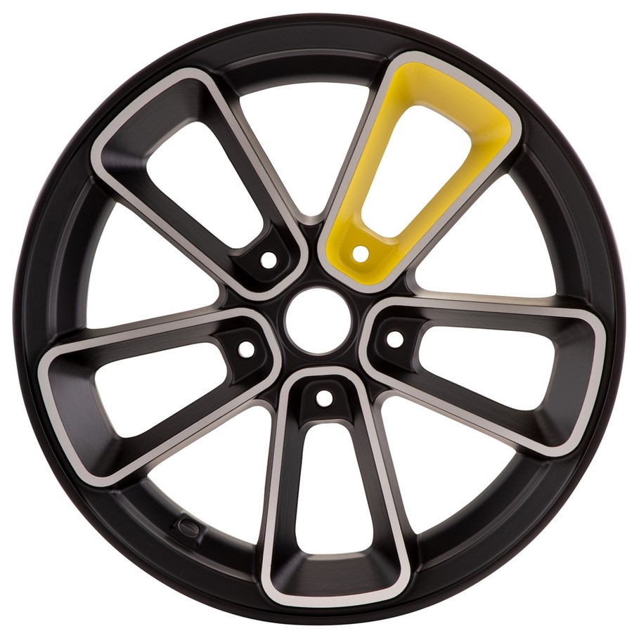 Cerchio anteriore/​posteriore 12" per Vespa GTS/​GTS Super/​GTV/​GT 60/​GT/​GT L 125-300ccm, nero/​giallo