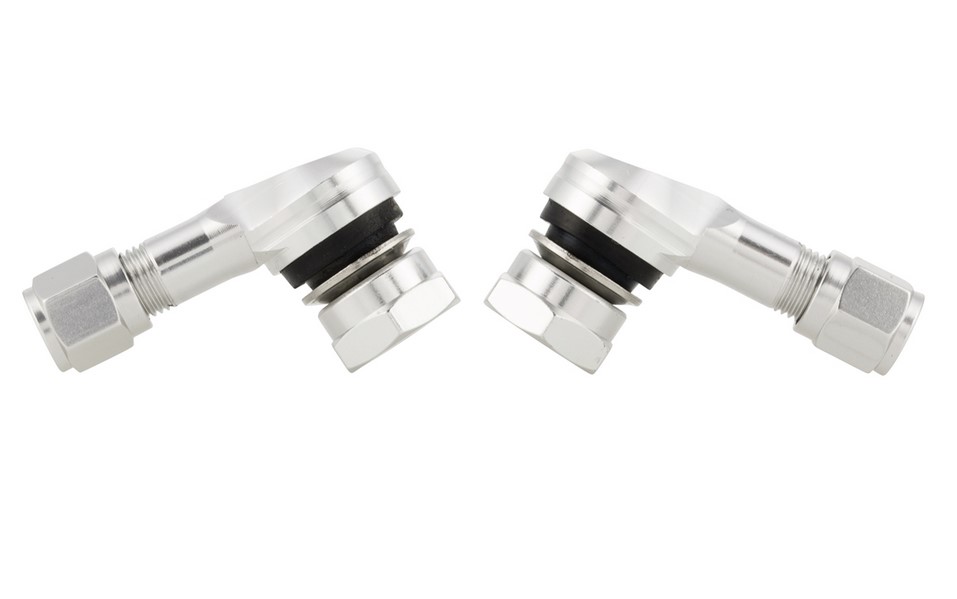 Inserto valvola per pneumatici/cerchi tubeless 80°, anodizzato argento
