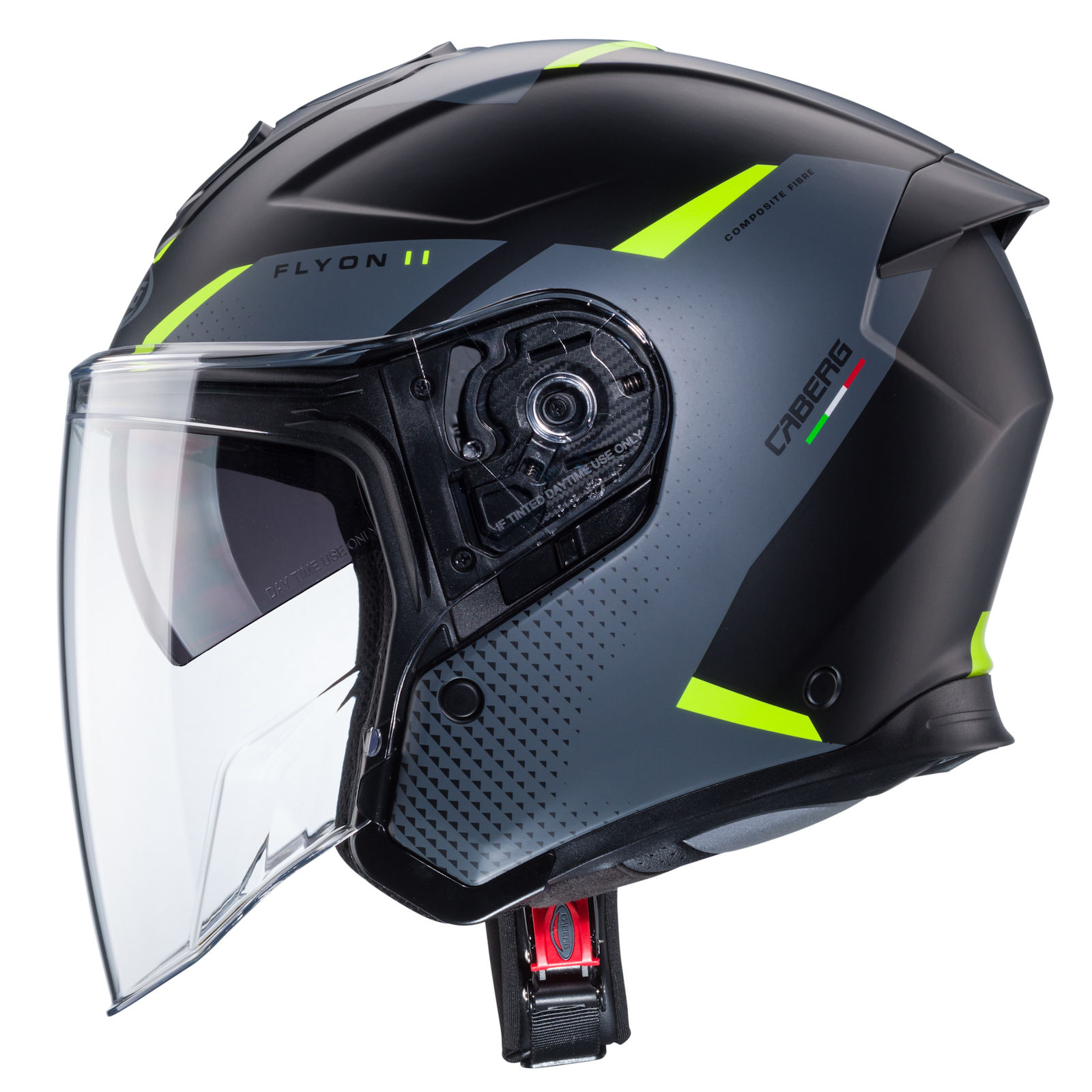 Caberg casco Flyon II Boss nero opaco/grigio-fluo-giallo