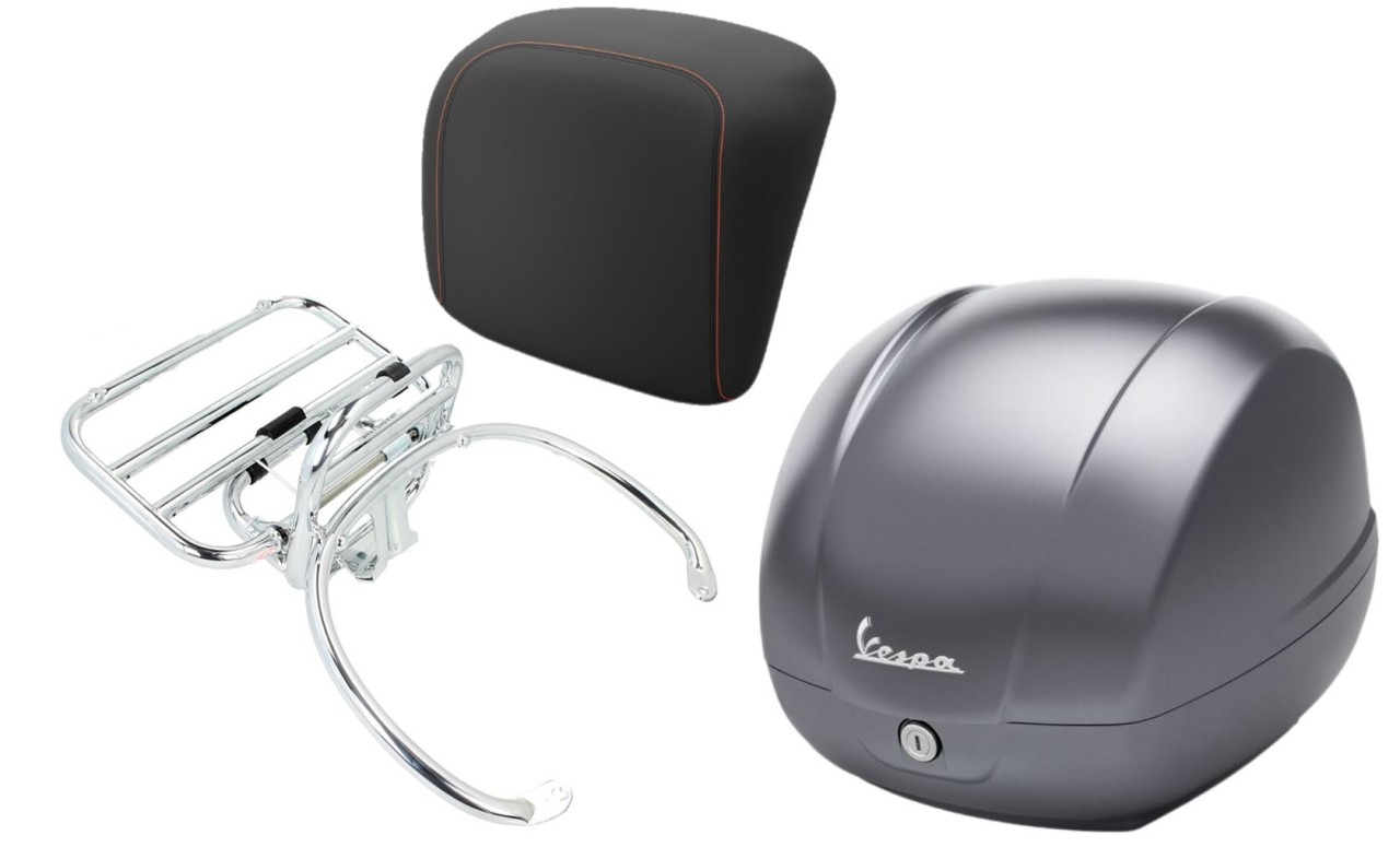 Kit bauletto 36L grigio titanio (707/C), portapacchi cromato per Vespa GTS 125/300/310