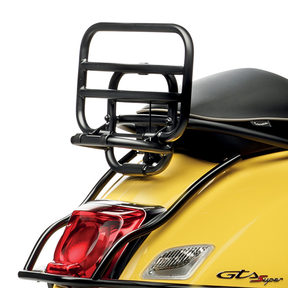 Portapacchi posteriore pieghevole originale nero per Vespa GTS/GTV