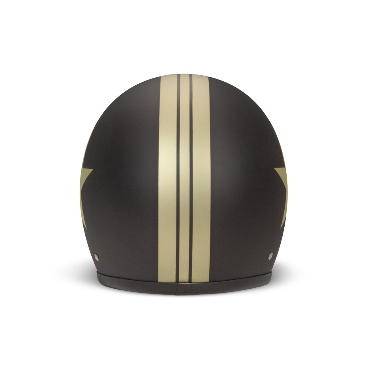 Casco jet DMD Retro, nero, opaco, Star Gold, in fibra di vetro, ECE 22.06