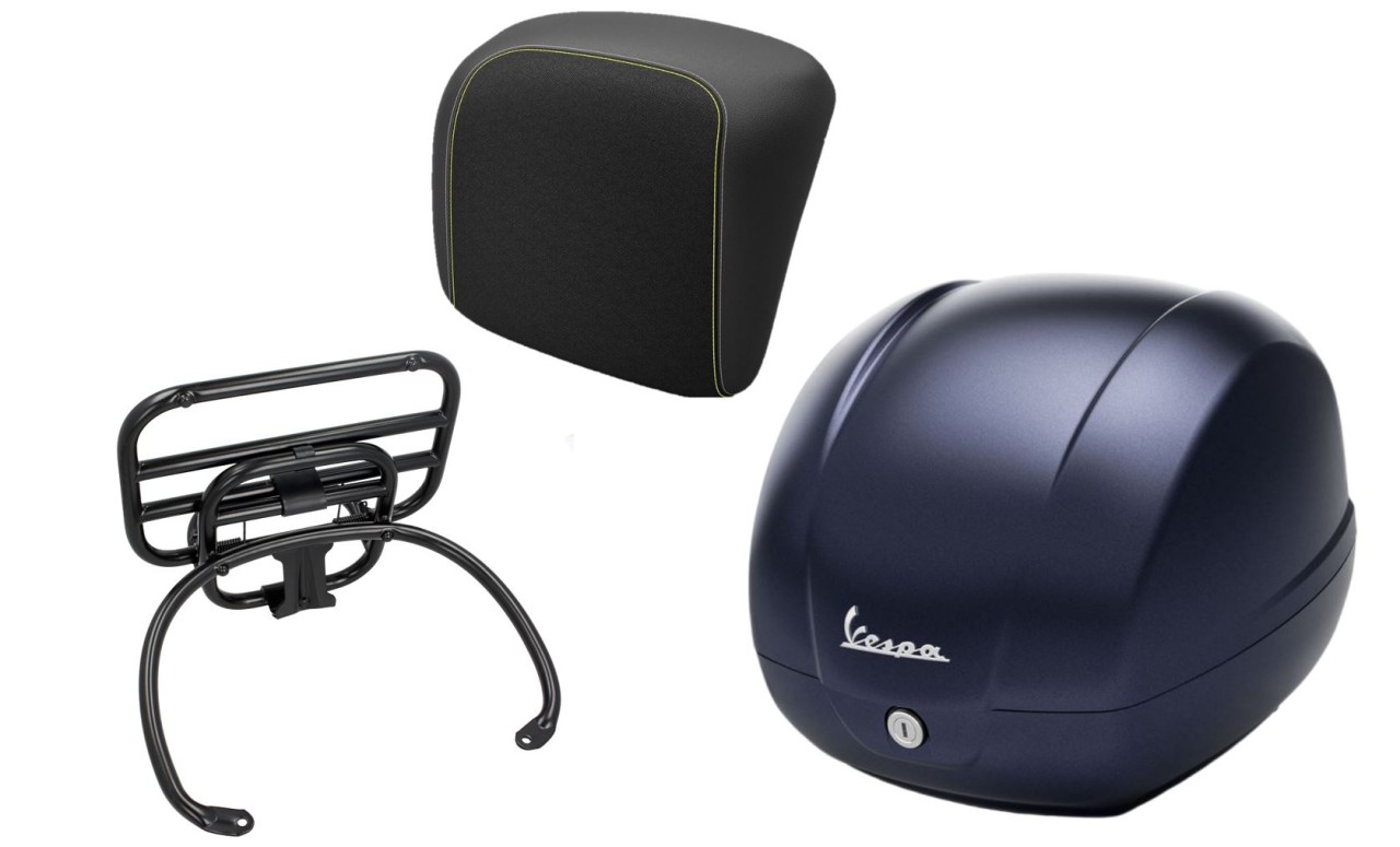 Kit bauletto 36L blu profondo opaco (288/A), portapacchi nero per Vespa GTS 125/300/310
