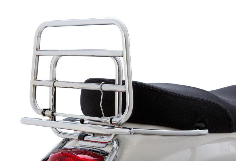 Portapacchi posteriore per Vespa LX/LXV/S 50-150cc, pieghevole, cromato