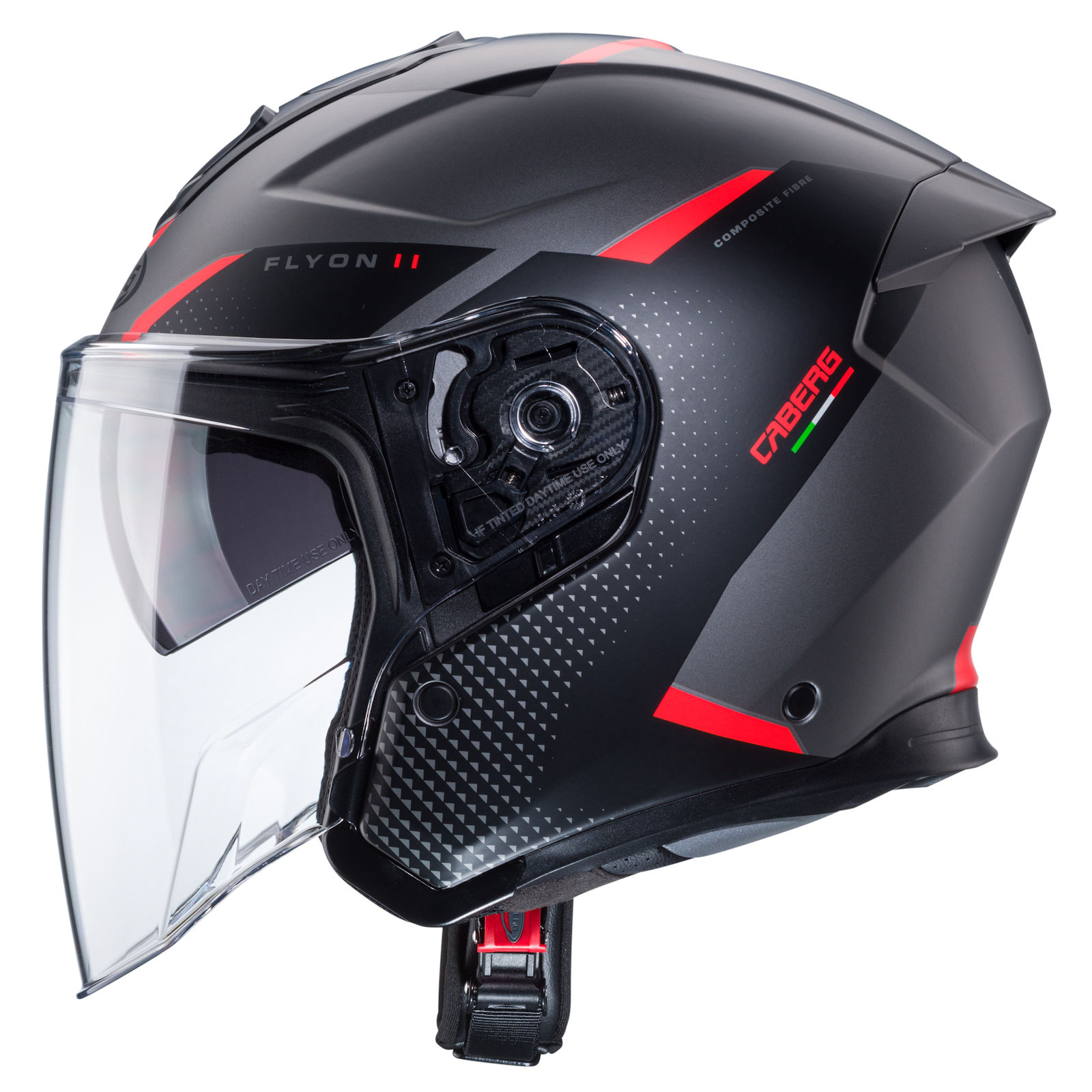 Caberg casco Flyon II Boss grigio opaco/nero rosso