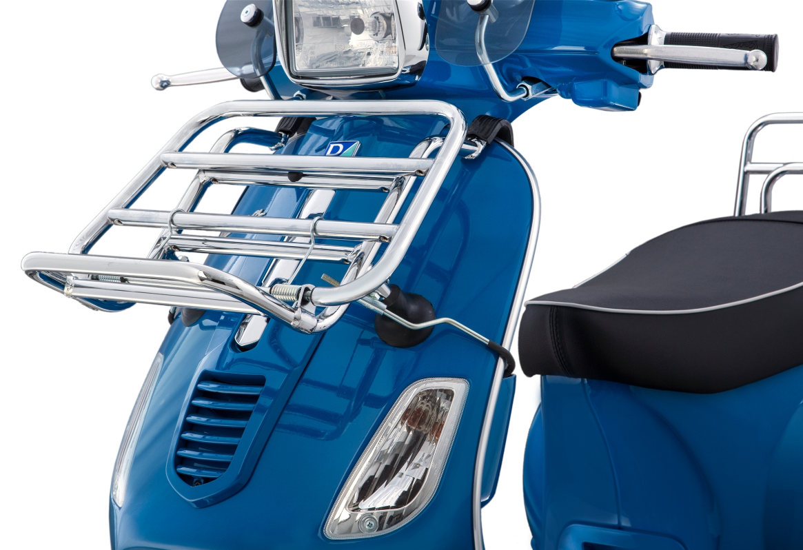 Portapacchi anteriore per Vespa S 50-150cc, pieghevole, cromato