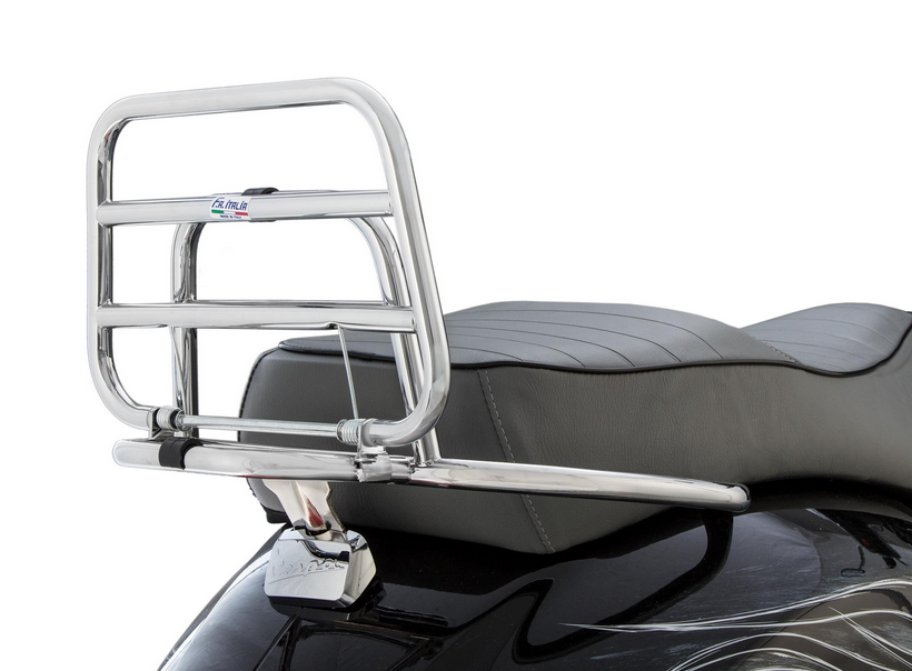 Portapacchi posteriore per Vespa GTS /GTS Super /GTV /GT 60, 125-300cc, pieghevole, cromato