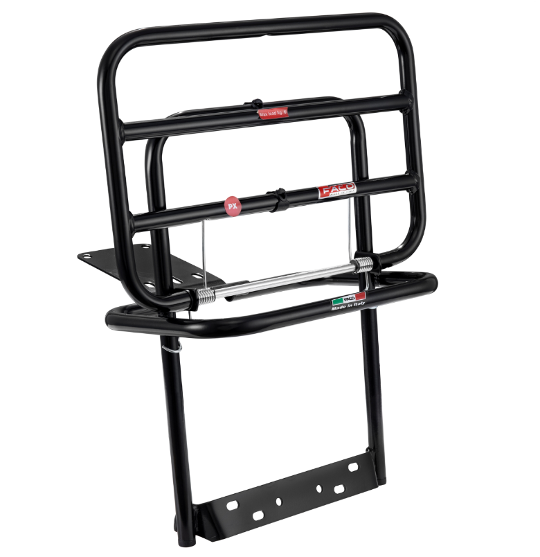 Portapacchi posteriore per Vespa PX 80-200cc, pieghevole, nero
