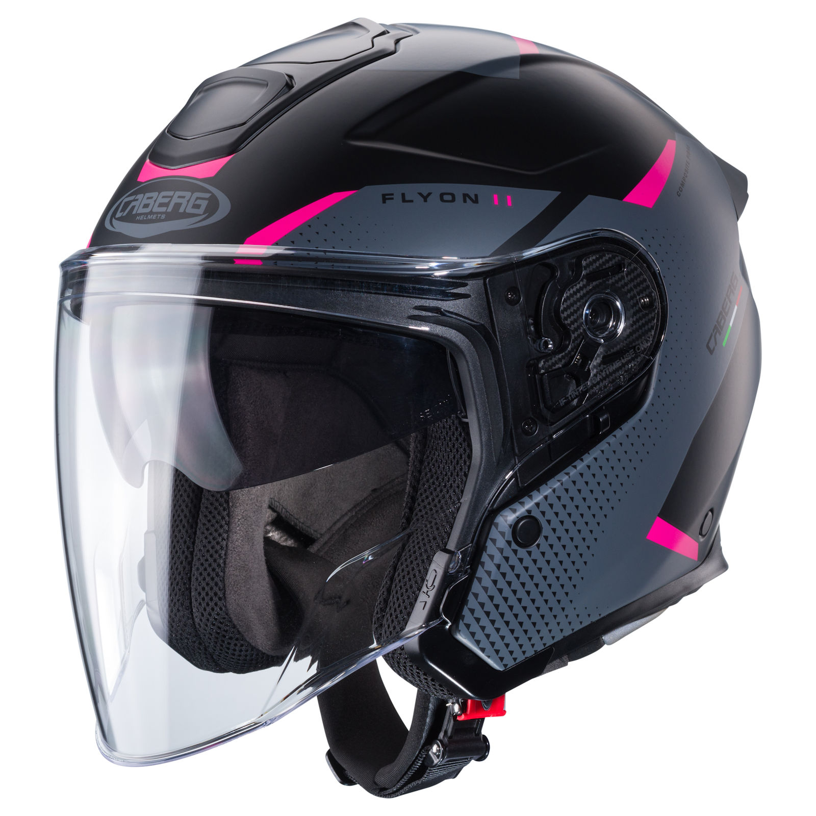 Caberg casco Flyon II Boss nero opaco/grigio fucsia