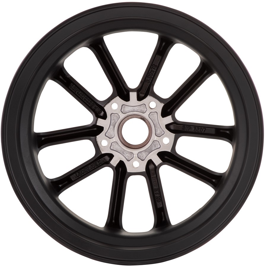 Cerchio anteriore/posteriore 12" per Vespa GTS/​GTS Super/​GTV/​GT 60/​GT/​GT L 125-300ccm, nero opaco/​rosso