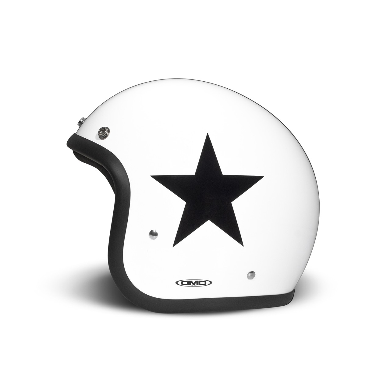 Casco jet DMD Retro, bianco, opaco, Star White, fibra di vetro, ECE 22.06