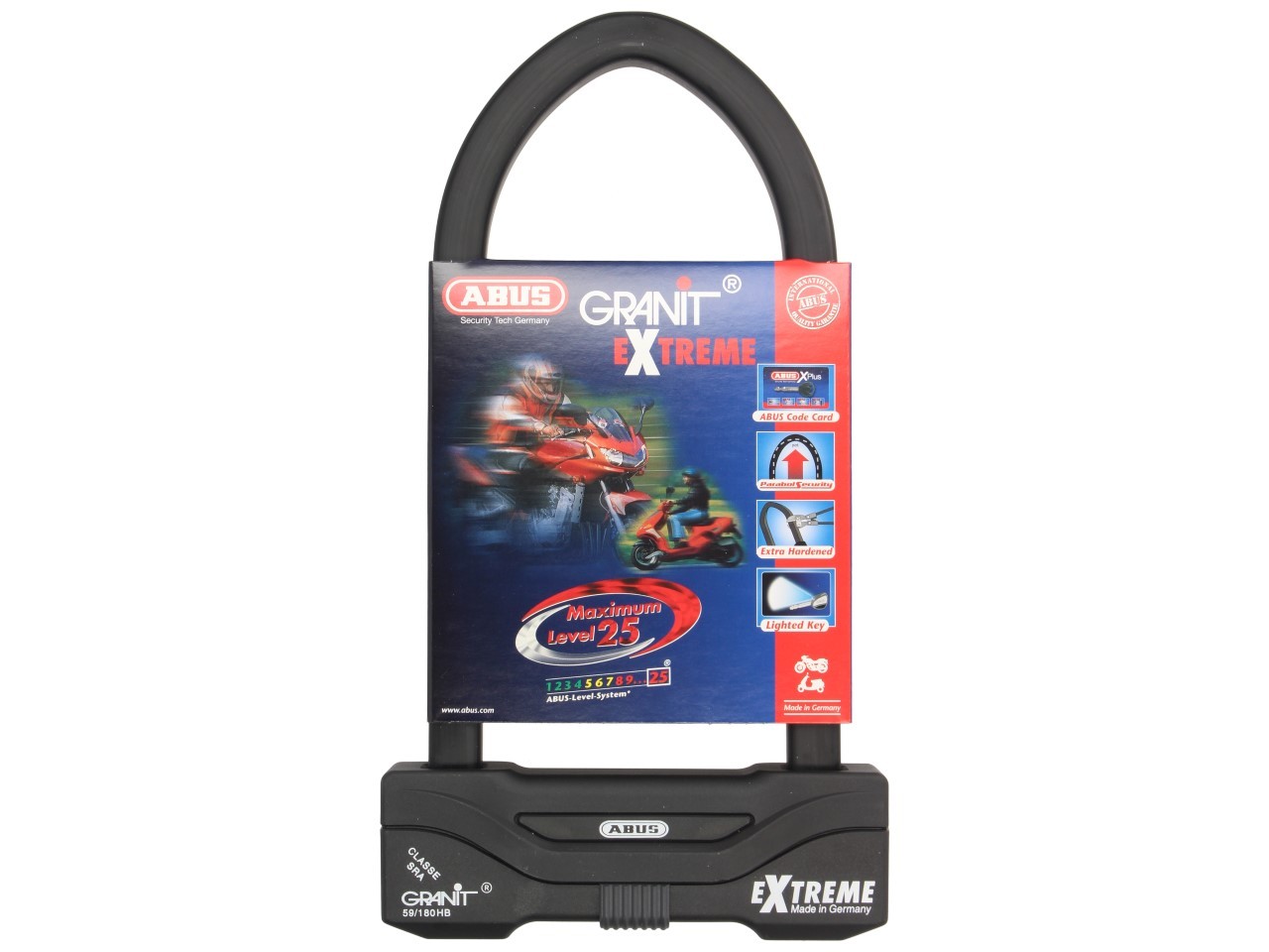 ABUS U-lock 260x111 Granit Extreme Plus 59 per moto, scooter e Vespa