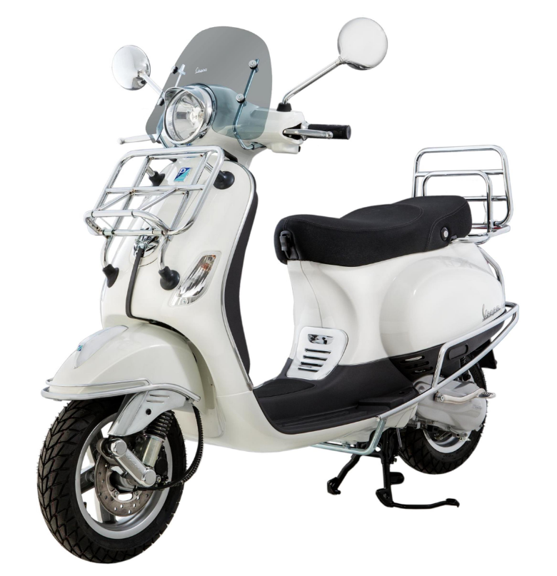 Portapacchi posteriore per Vespa LX/LXV/S 50-150cc, pieghevole, cromato