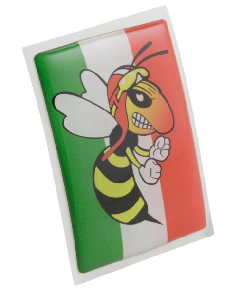 Emblema Vespa "vespa arrabbiata" a 4 angoli a cascata, verde/bianco/rosso
