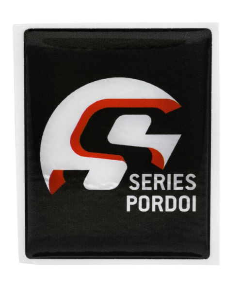 Emblema Vespa "SIP SERIES PORDOI" a 4 angoli a cascata, nero/argento