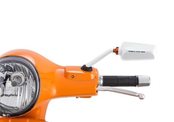 Specchio Stage6 F1 per Vespa, sinistro, bianco