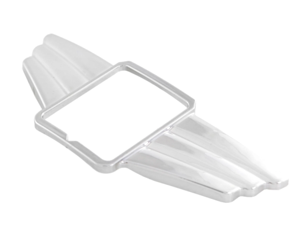 Aletta di rifinitura a cascata per emblema PIAGGIO quadrato, Mark II, per Vespa, plastica, cromo