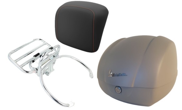 Kit bauletto 36L beige opaco (Q03), portapacchi cromato per Vespa GTS 125/300/310