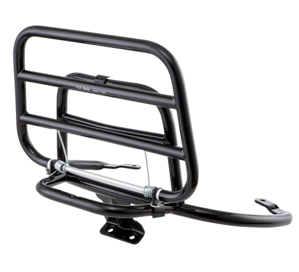 Portapacchi posteriore per Vespa Primavera /Sprint 50-150ccm, pieghevole, nero lucido