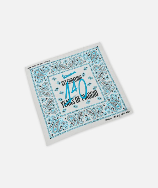 Bandana Vespa "140 anni Piaggio" bianco blu