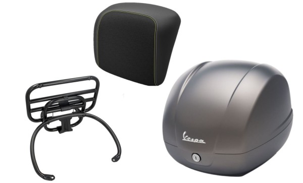 Kit bauletto 36L grigio quarzo (G22), portapacchi nero per Vespa GTS 125/300/310