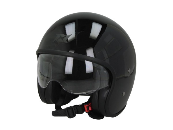 Casco jet Axxis Hornet Fiber SV, tinta unita, nero, lucido, fibra di vetro, ECE 22.06