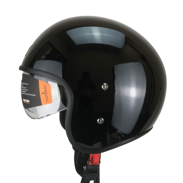 Casco jet Axxis Hornet Fiber SV, tinta unita, nero, lucido, fibra di vetro, ECE 22.06