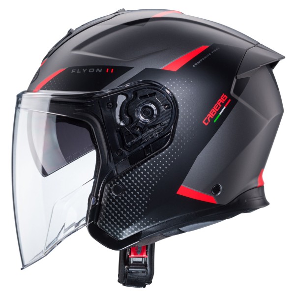 Caberg casco Flyon II Boss grigio opaco/nero rosso