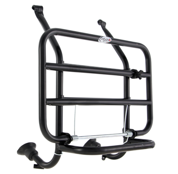 Portapacchi anteriore per Vespa PX 80-200cc, pieghevole, nero