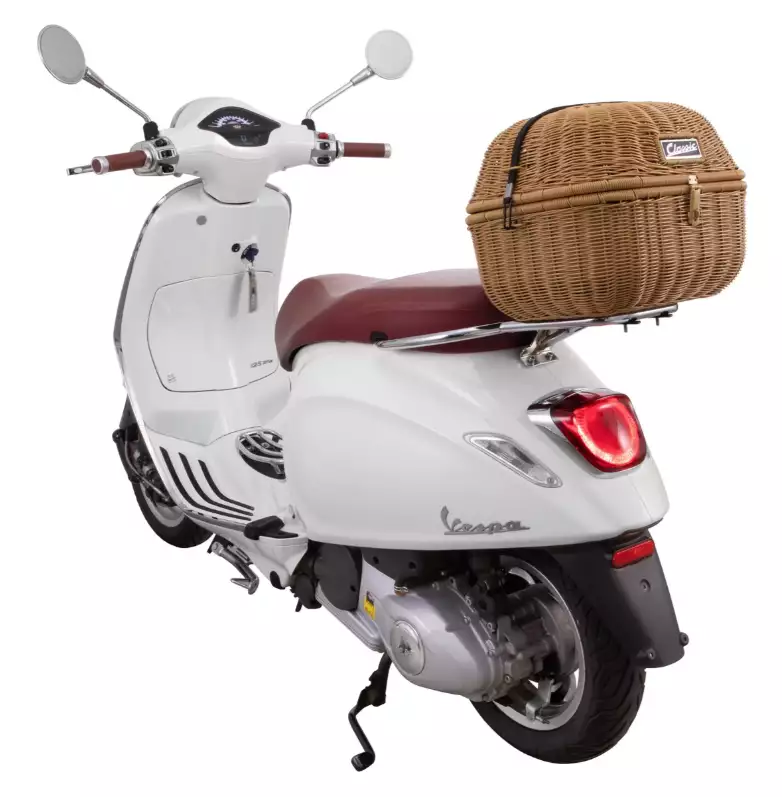 Kit cestino "Classic" con portapacchi per Vespa LX/LXV/S 50-150cc, marrone
