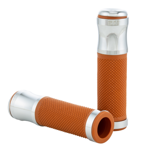 Manopole Ø 24/24 mm, L 125 mm per Vespa PX 125-200cc, cromo/marrone