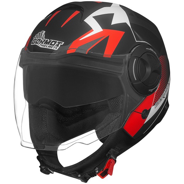 Casco Germot GM 650, nero opaco/rosso