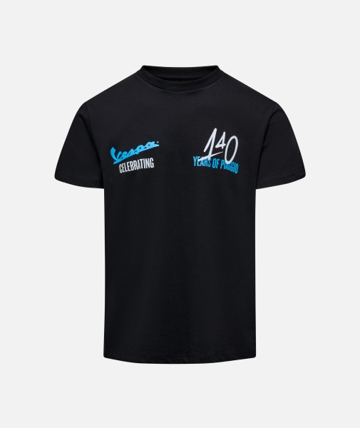 Maglietta Vespa "140 anni Piaggio" nero blu