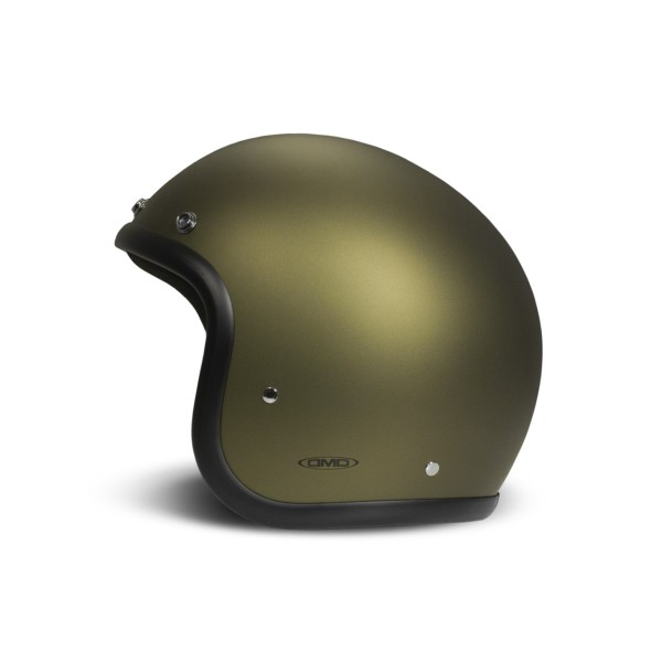 Casco jet DMD Retro, verde opaco, Olive Gold, fibra di vetro, ECE 22.06