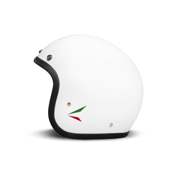 Casco jet DMD Retro, bianco, lucido, Ita White, fibra di vetro, ECE 22.06
