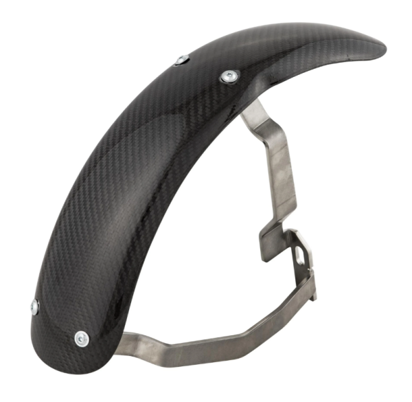 Parafango 2.0 Garelli Race EVO II per Vespa PX 80-200ccm, carbonio trasparente, staffa in acciaio inox