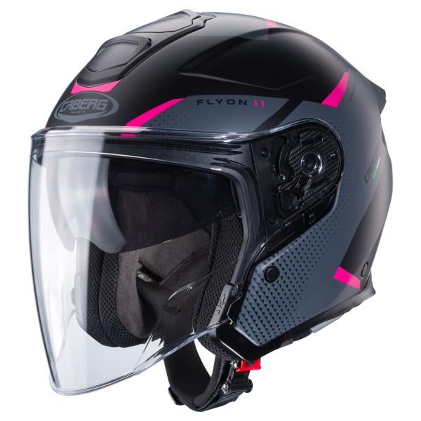 Caberg casco Flyon II Boss nero opaco/grigio fucsia