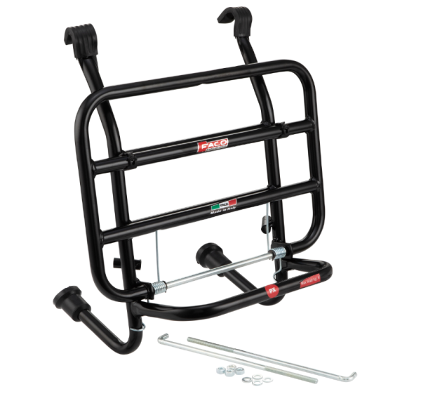 Portapacchi anteriore per Vespa PX 80-200cc, pieghevole, nero